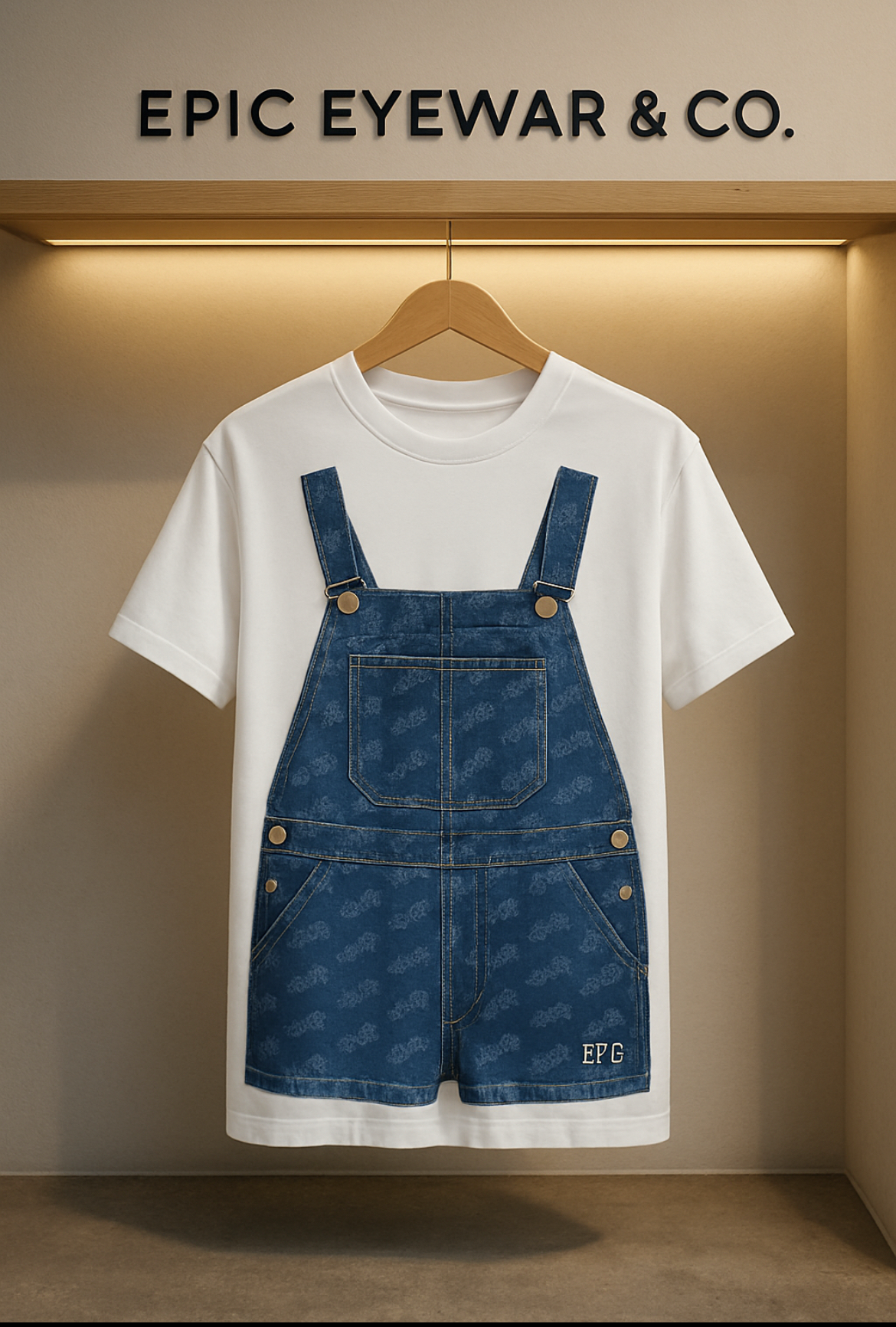 Jean overall white T-Shirt